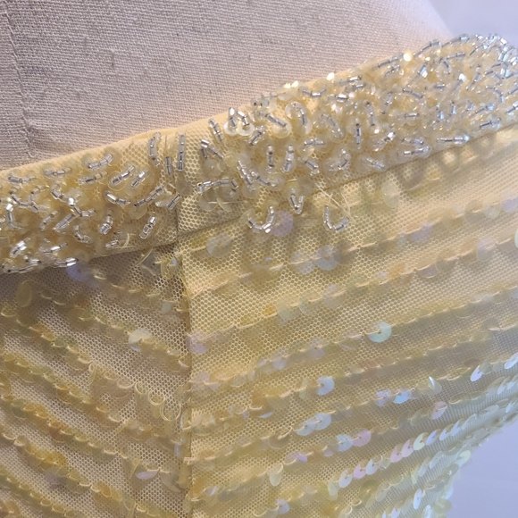 Sean collection fully beaded sequence yellow dress size xs - Picture 11 of 12